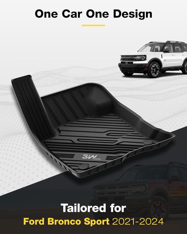 3W Floor Mats Fit for Ford Bronco Sport 2021 2022 2023 2024 All Weather TPE - Image 2