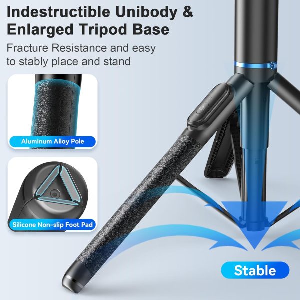 FOXOLA 61" Phone Tripod & Selfie Stick, Extendable All-in-1 Cell Phone - Image 2