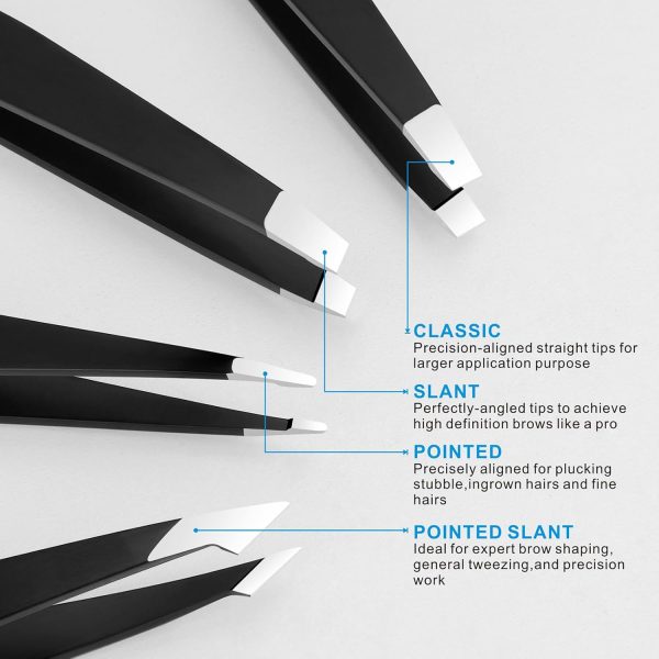 Pefei Tweezers Set - Professional Stainless Steel Tweezers for Eyebrows - - Image 3