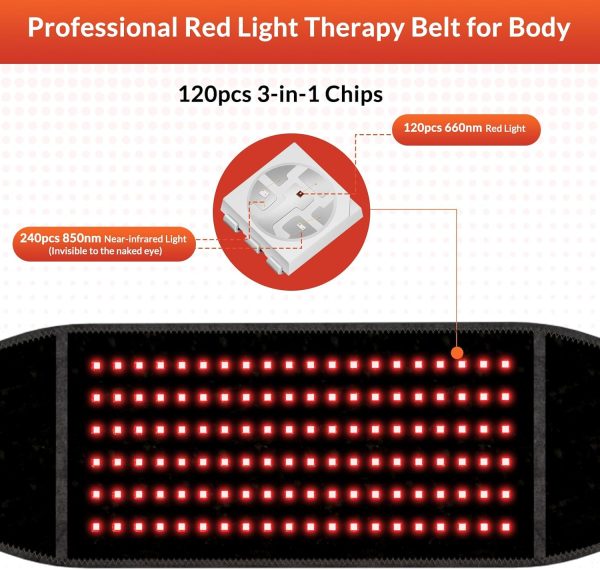 Red Light Therapy Belt, Wireless Rechargeable Infrared Light Therapy Device - Image 2