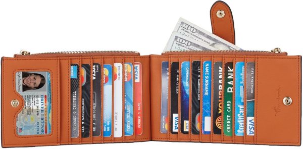 Travelambo Leather Wallets for Women Slim RFID Blocking Bifold Credit Card - Image 3