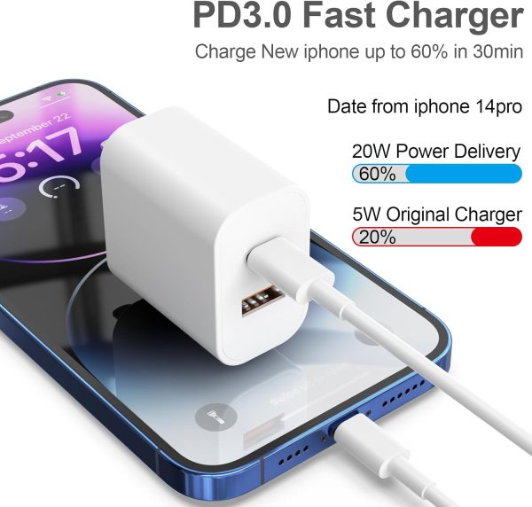 Phone Charger 2 Pack 20W Dual Port QC + PD 3.0 Power Adapter Fast Wall - Image 2