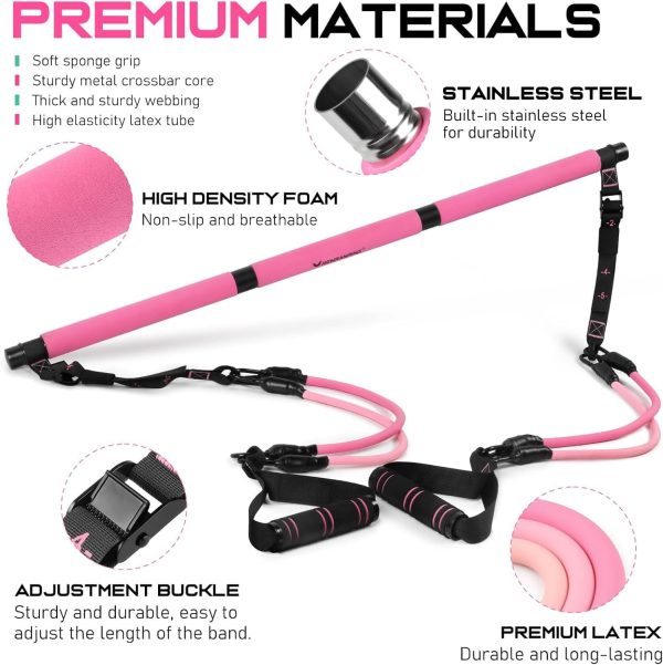 Pilates Bar Kit with Resistance Bands, Multifunctional Pilates Bar for - Image 2