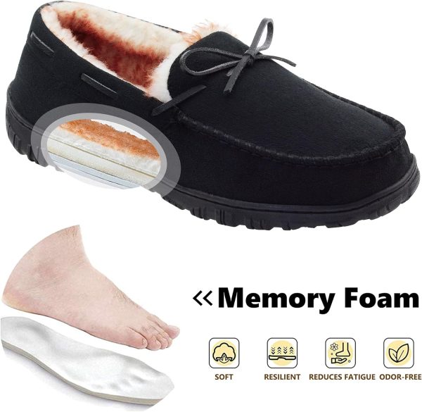 VLLy Mens Slippers Moccasins with Plush Lined Cozy House Bedroom Shoes for - Image 2