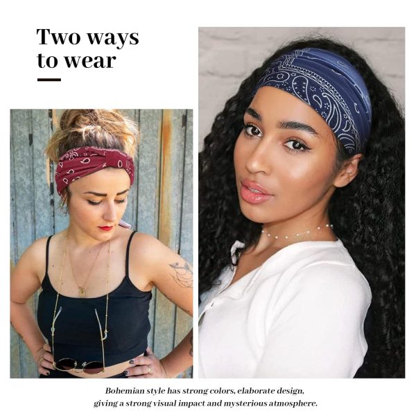 Wide Headbands for Women Knotted No Slip Head Bands Soft Turban Headband - Image 3