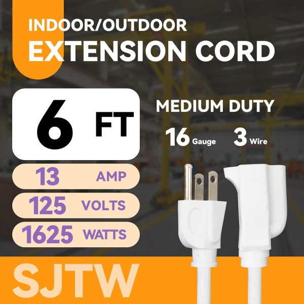 6ft Outdoor Extension Cord for Christmas Decorations - 16/3 Heavy Duty SJTW - Image 2