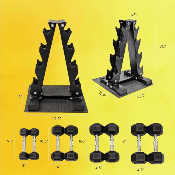 HulkFit 100lb Dumbbell Set with Heavy-Duty 4-Tier A-Frame Rack and - Image 4