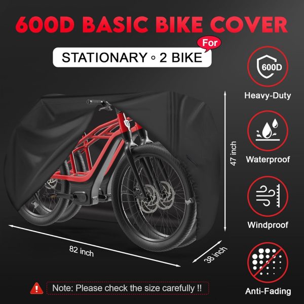 Bike Cover for 2 Bikes - 600D Bike Covers Outdoor Storage Waterproof & - Image 2