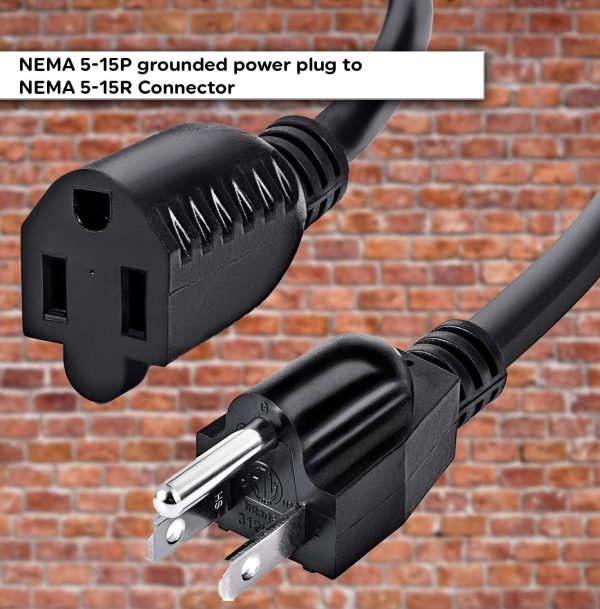 Extension Cord 6 Feet - 16 AWG SJTW Heavy Duty Power Cord - 3 Prong Cable - Image 4