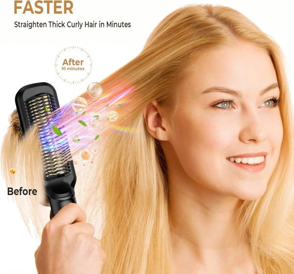 Hair Straightener Brush with Ceramic Coating, Hair Straightener Comb 6 - Image 2