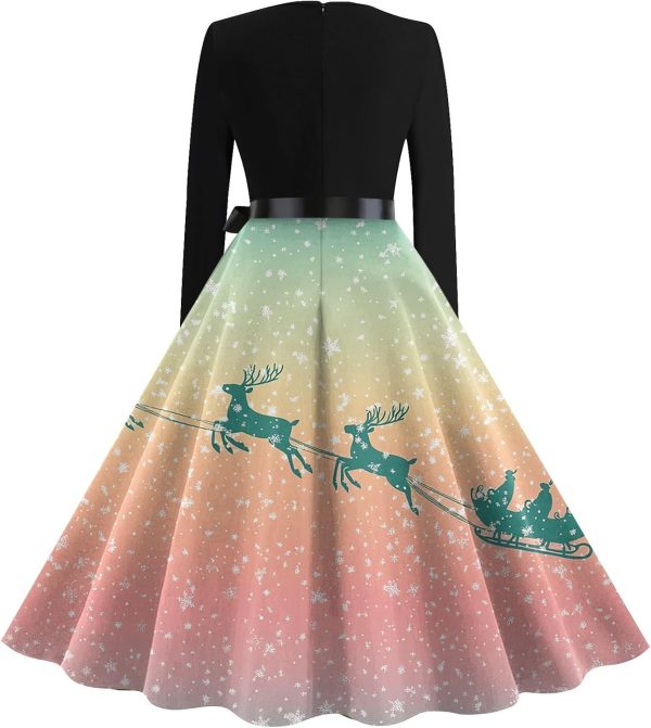 Christmas Dresses for Women,Women's Fashion Round Neck Casual Slim - Image 2