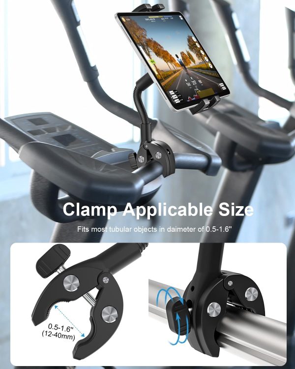 woleyi Gooseneck Tablet Bike Mount for Indoor Cycling, Gym Treadmill, Spin - Image 3
