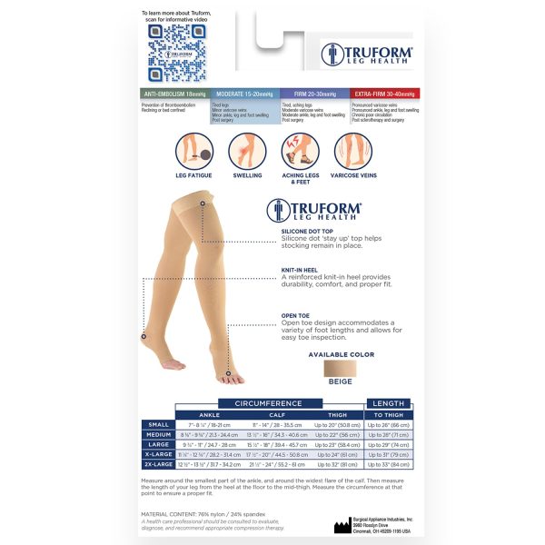 Truform 15-20 mmHg Compression Stockings for Men and Women, Thigh High - Image 7