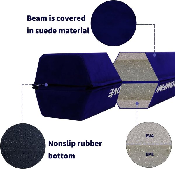 6 FT / 8 FT / 9 FT /10 FT Balance Beam Folding Gymnastics Beam - Extra Firm - Image 3