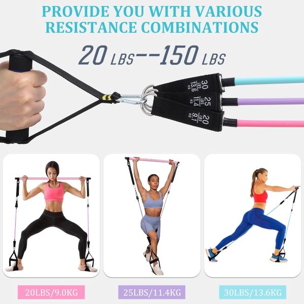 Pilates Bar Kit with 3 Set Resistance Bands, Multifunctional Pilates - Image 2