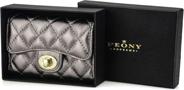 Luxury Quilted Leather Card Holder Wallet Credit Card Holder Wallet Small - Image 7