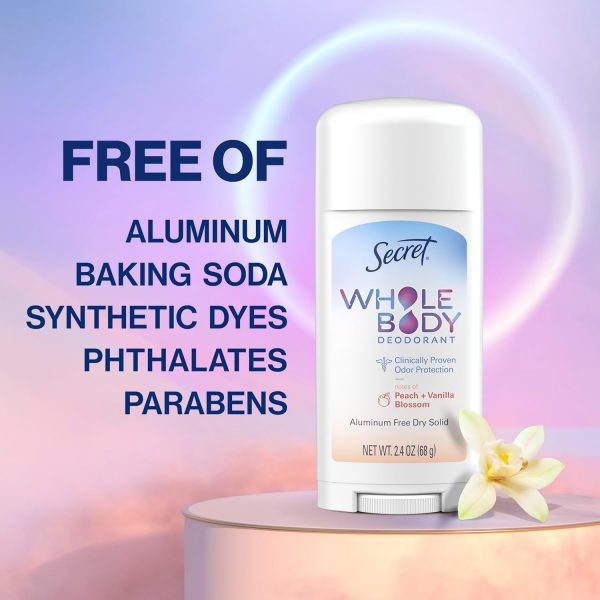Secret Whole Body Deodorant Stick for Women, Peach & Vanilla Scent, - Image 3