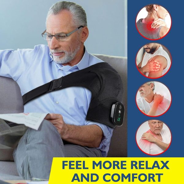 Cordless Shoulder Heating Pad, Heated Shoulder Brace with Vibration, - Image 4