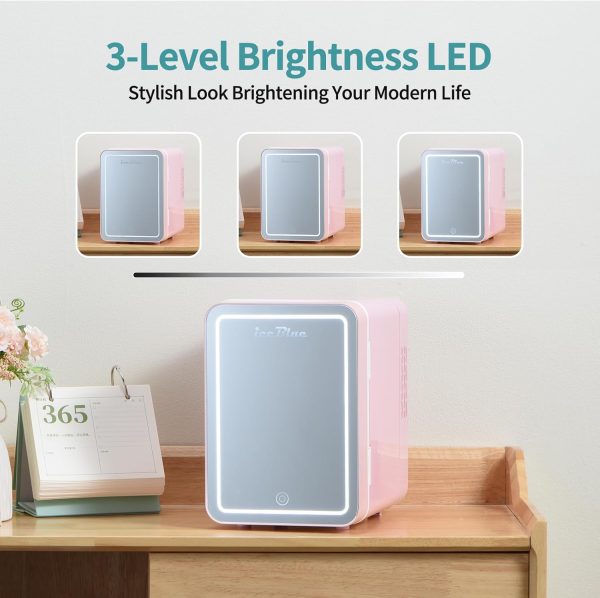 Iceblue Skincare Fridge with Dimmable LED Light Mirror, 4L Compact Makeup - Image 4