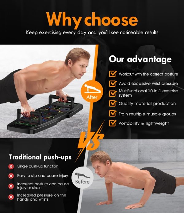 Push Up Board,Home Gym,Portable Exercise Equipment,Pilates Bar & 20 Fitness - Image 5