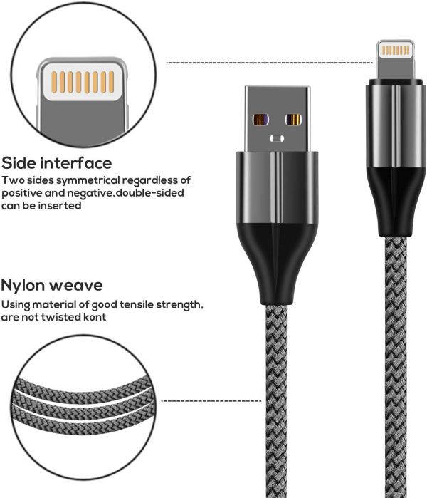 iPhone Charger Cable (3 Pack 10 Foot), [MFi Certified] 10 Feet Nylon - Image 7