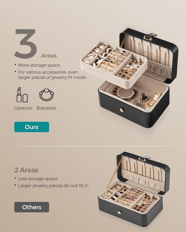 SONGMICS Jewelry Box, Travel Jewelry Case, 2-Layer Jewelry Holder - Image 4