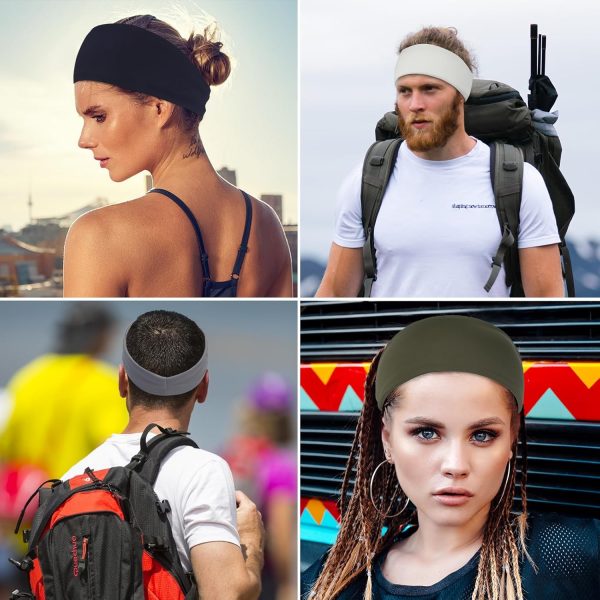 6 Pcs Sports Headbands for Men & Women, Sweatband Stretchy Headband Soft - Image 7