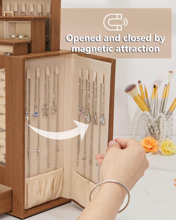 Homde Jewelry Organizer with Transparent Window Necklace Hooks Gift for - Image 3