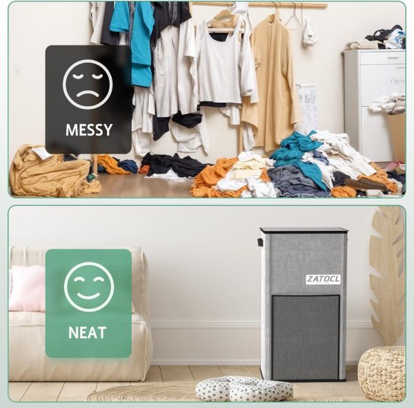 Laundry Hamper with Lid 110L, Large & Tall Laundry Basket with Removable - Image 7