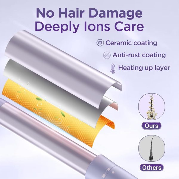 5 in 1 Wand Curling Iron-Curling Wand Set with Hair Straightener, 3 Barrels - Image 4