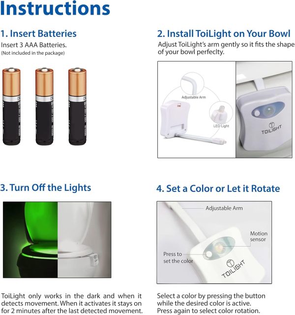 ToiLight The Original Toilet Bowl Night Light. Fun & Useful Bathroom Motion - Image 8