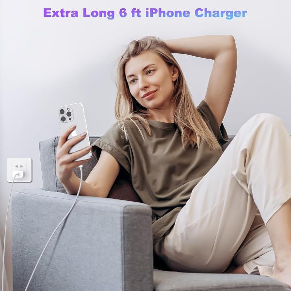 iPhone Charger [Apple MFi Certified] Long Lightning Cable 6 FT 3 Pack Fast - Image 5