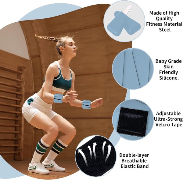 Ankle Wrist Weights for Women Adjustable Ankle Weights Set of 2 (1Lb Each) - Image 2