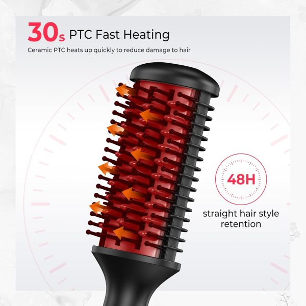 Hair Straightener Brush, Mini Brush Straightener for Women, 360°F Constant - Image 8