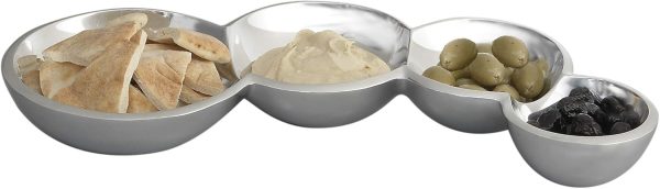 nambe Caterpillar Condiment | Metal Alloy | Condiment Serving Tray | Chips - Image 2