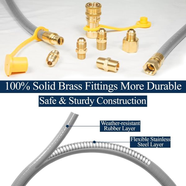 3/8" ID Natural Gas Hose, 12FT Low Pressure LPG Hose with Quick Connect, - Image 3