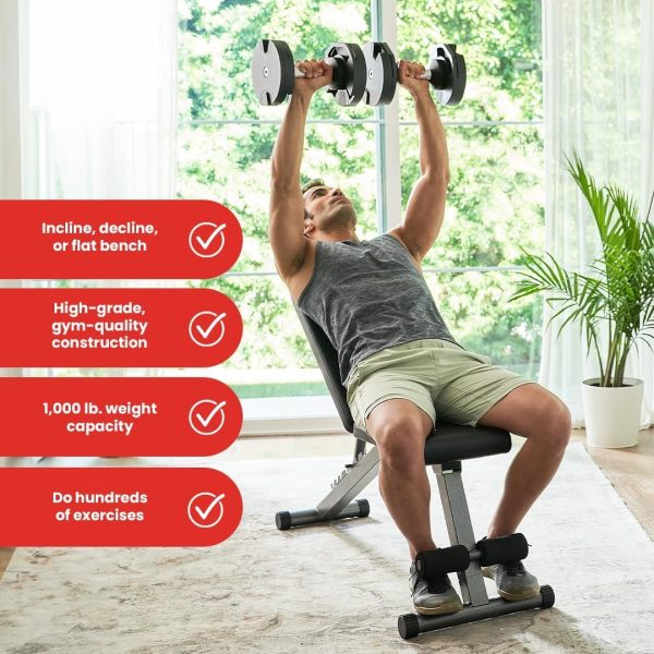 Finer Form 5-in-1 Weight Bench, Adjustable & Foldable for Bench Press, - Image 3