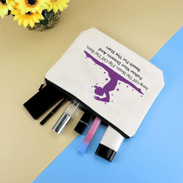 3 Pcs Gymnastics Lover Gifts for Women Girls Makeup Bag Gymnast Gift - Image 4