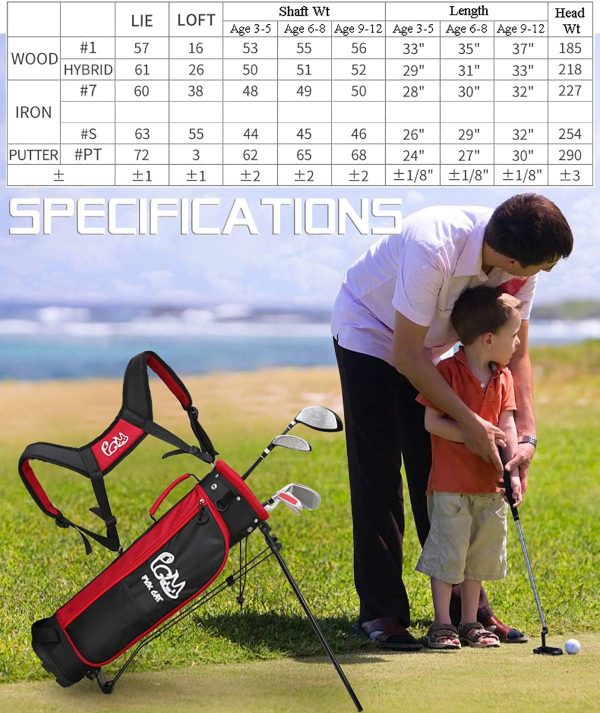 PGM Junior Golf Club Complete Set for Children Kids, 5 Golf Clubs with - Image 2