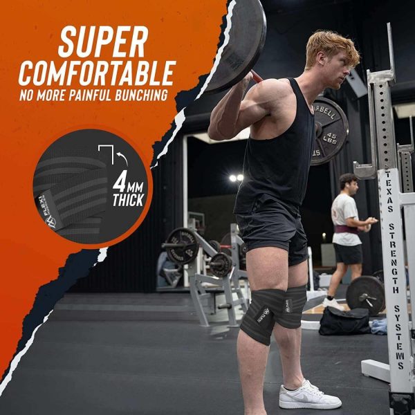 Knee Wraps for Weightlifting (Pair) - Elastic Knee Straps for Squats, - Image 3