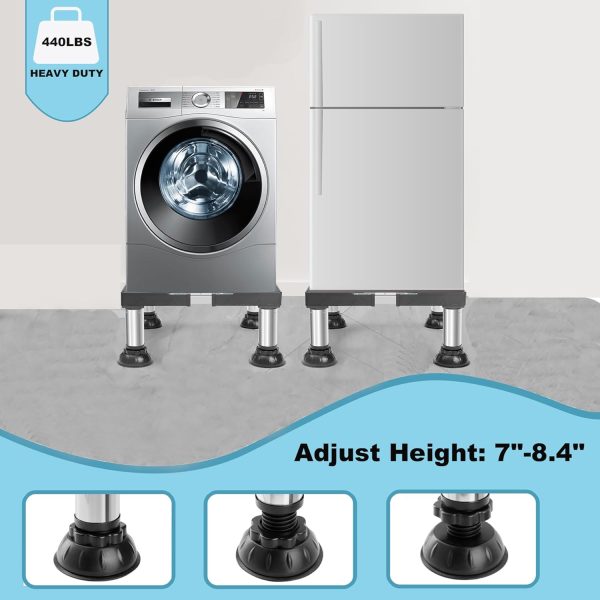 Mini Fridge Stand Height 7"-8.4" Adjustable Washer and Dryer Stand with 4 - Image 7