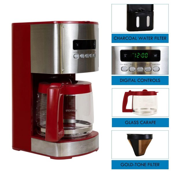 Kenmore Coffee Maker 12 cup Drip Coffee Machine Reusable Filter - Image 4