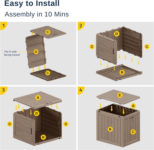 EAST OAK Outdoor Storage Box, 31 Gallon Deck Box, Waterproof Resin Storage - Image 6