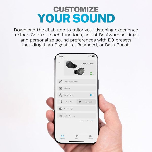 JLab Go Air Pop True Wireless Bluetooth Earbuds & Charging Case - Black, - Image 2