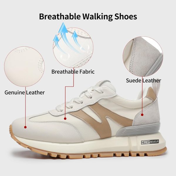 somiliss Sneakers for Women Genuine Leather Suede Patchwork Casual Lace Up - Image 2