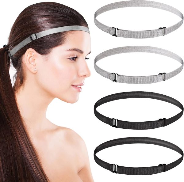 WLLHYF 4 Pieces Elastic Sport Headbands Non-Slip Running Sweat Bands Mini - Image 7
