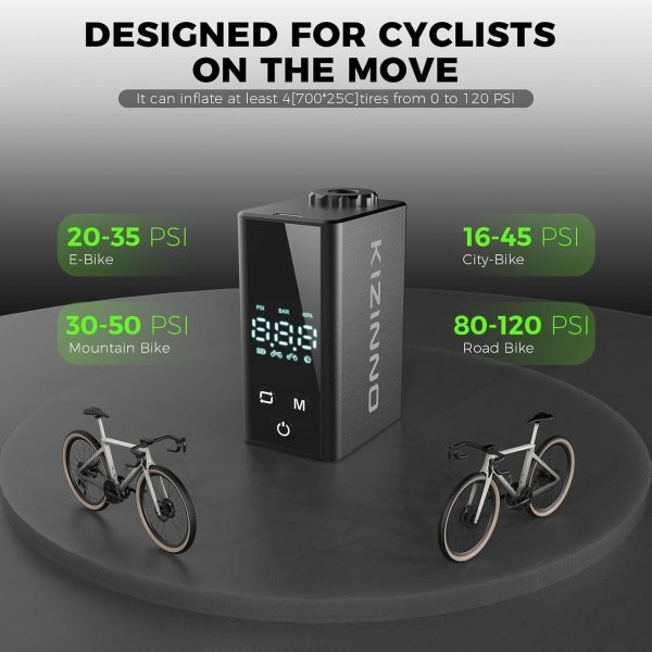 Mini Bike Pump Portable Bike Tire Pump, Max 120 PSI Electric Bicycle Pump, - Image 3