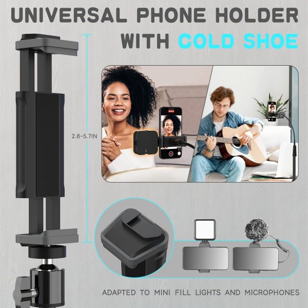 UBeesize 92’’ Cell Phone Tripod Stand with 16.5’’ Gooseneck and Remote, - Image 4