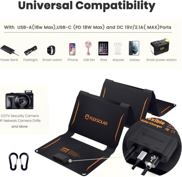 FlexSolar 40W Foldable Solar Panel Charger with USB-C and USB-A Outputs for - Image 5