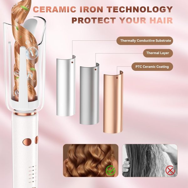 Automatic Curling Iron - 1.1'' Automatic Hair Curlers with 5 Temps & Timer, - Image 4